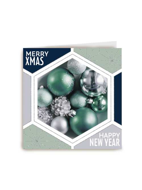 hexagonaal met kerstballen