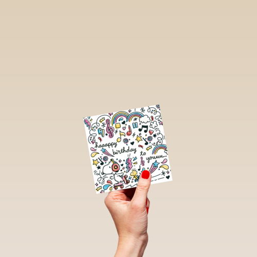 Verjaardagskaart tiener meisje Snoopy doodles