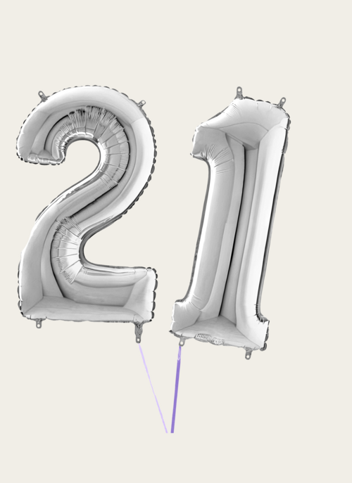 Hallmark Cijferballon 21 Jaar Zilver |  Cadeau Ballonnen |