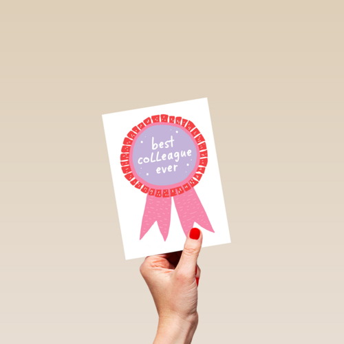 Bedankt kaart thuiswerken best collegue ever roze