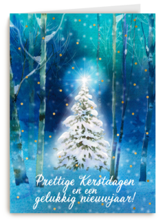 Kerstkaart zakelijk Kerstboom in het bos
