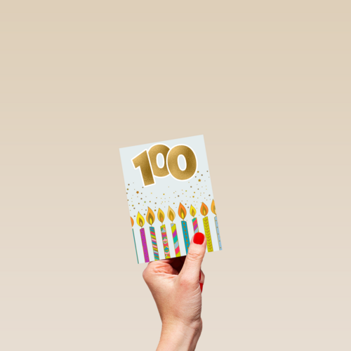 Verjaardagskaart 100 jaar met kaarsjes