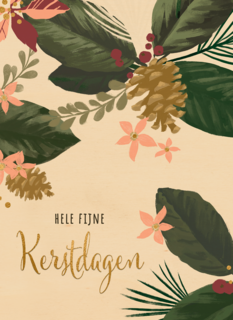 Kerstkaart fijne feestdagen kerstbloemen