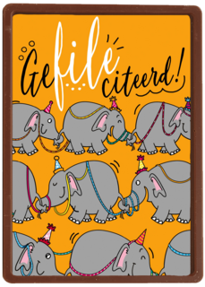 verjaardagskaart gefileciteerd olifanten