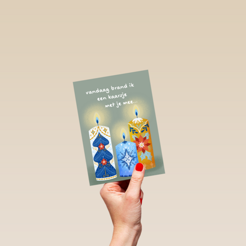 Kerstkaart vandaag brand ik een kaarsje met je mee