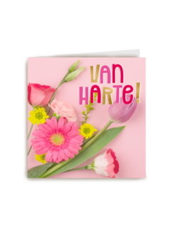 Verjaardagskaart bloemen van harte
