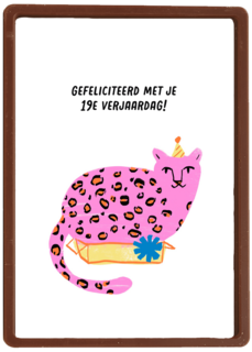 verjaardagskaart voor 19 jaar met roze kaart