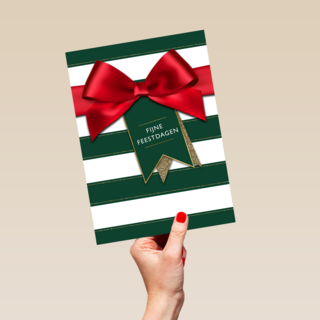 Kerstkaart klassiek label fijne feestdagen