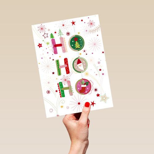 Kerstkaart klassiek ho ho ho Turnowsky