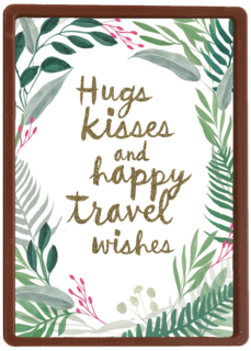 botanical kaart hugs kisses and happy travel wishes