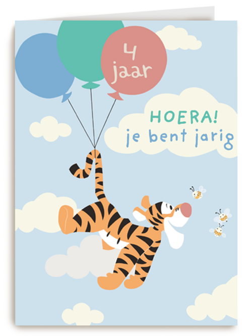 verjaardag kaart jongen winnie de poeh tijgertje ballonnen