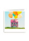 Verhuiskaart Vrolijk huis met ballonnen Polaroid