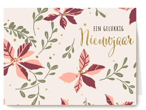 Nieuwjaar kaart roze kerstster
