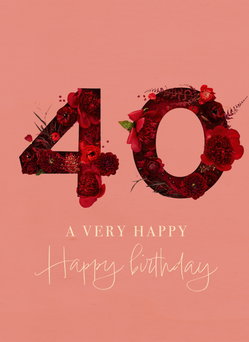 Houten Kaart Kaart Met Leeftijden | Houten Kaart Hallmark | Kaart Met Leeftijden | Verjaardagskaart 40 Bloemen Roze