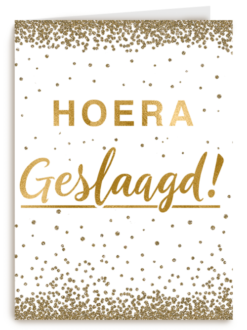 geslaagd kaart hoera geslaagd gouden letters