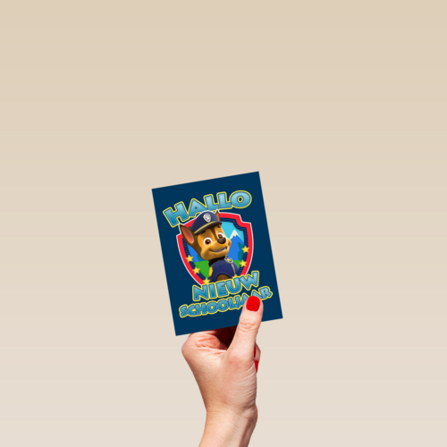 Paw Patrol kaart hallo nieuw schooljaar met Chase