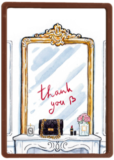 Bedankt kaart spiegel met lippenstift