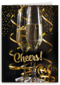 cheers with a glass champagne and confetti