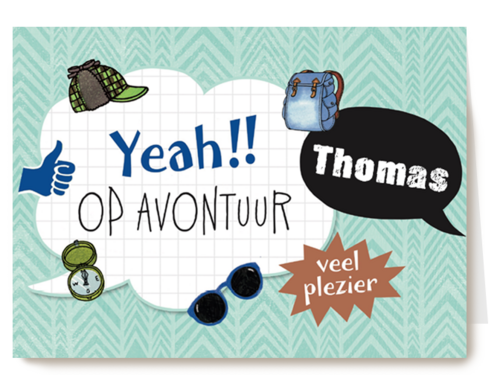 op kamp kaart met de tekst yeah op avontuur