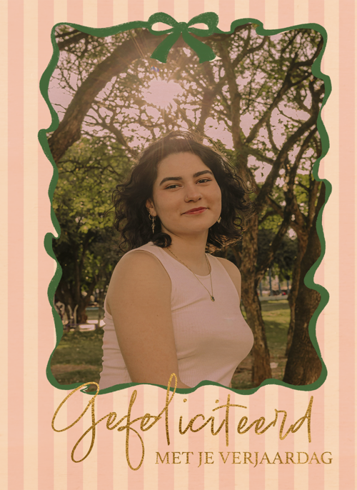 Houten Kaart Verjaardagskaarten | Verjaardagskaart Gefeliciteerd Strikje Roze