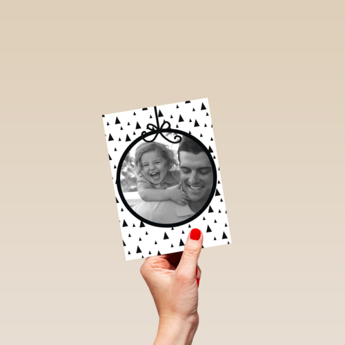 fotokaart met een kerstbal