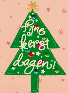 Kerstkaart Hip Kerstboom fijne kerstdagen