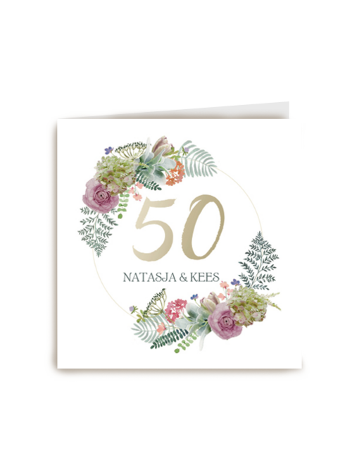 Kaart Hallmark | Huwelijksjubileum | Botanical Kaart Echtvereniging 50 Jaar Goud