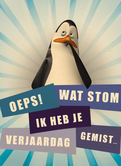Penguins verjaardag te laat kaart