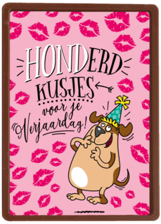 verjaardagskaart hond honderd kusjes voor je verjaardag
