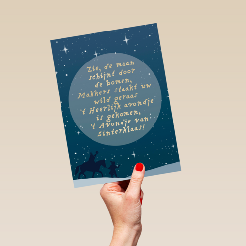 sinterklaaskaart gedicht maan schijnt door de bomen