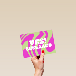 Geslaagd Yes swirl groen roze