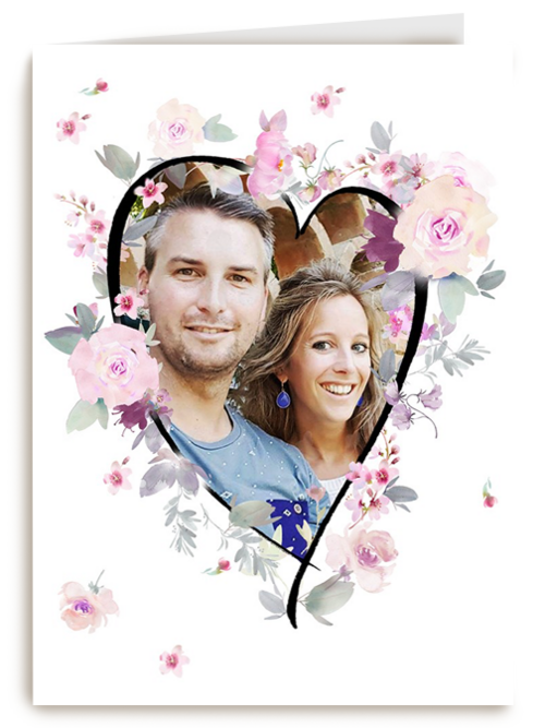 hart shape bloemen fotokaart