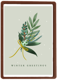 Kerstkaart klassiek tak met winter greetings