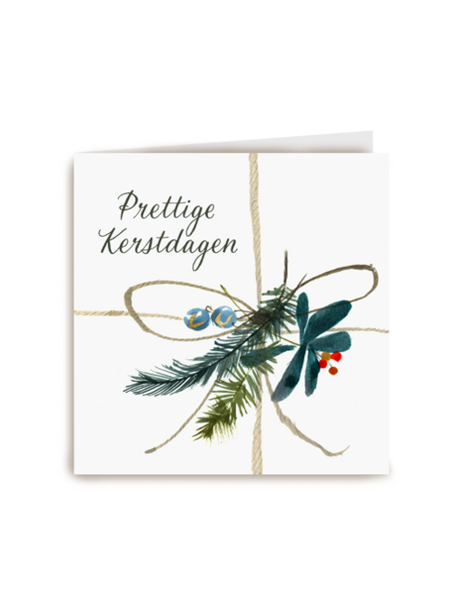 Kerstkaart klassiek kersttak met strik