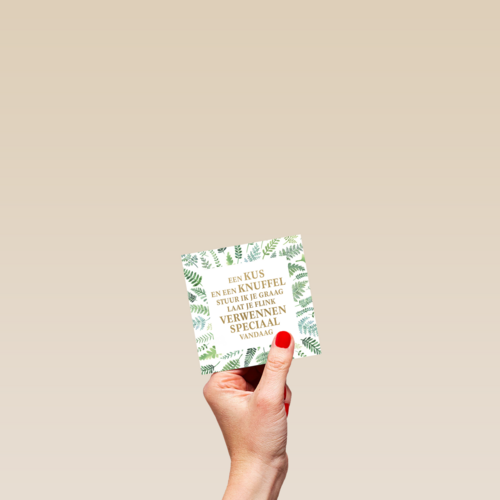 botanical kaart een kus en een knuffel stuur ik je graag