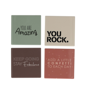 JENS Living Complimententegels Set 4x Dagelijkse Positiviteit