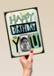 happy birthday met fotolijstje in de o