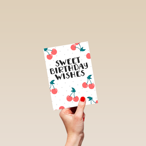 Verjaardagskaart tiener meisje Sweet birthday wishes kersen