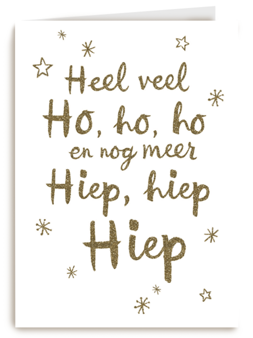 kerstkaart sterren Heel veel ho ho ho en meer hiep hiep hiep