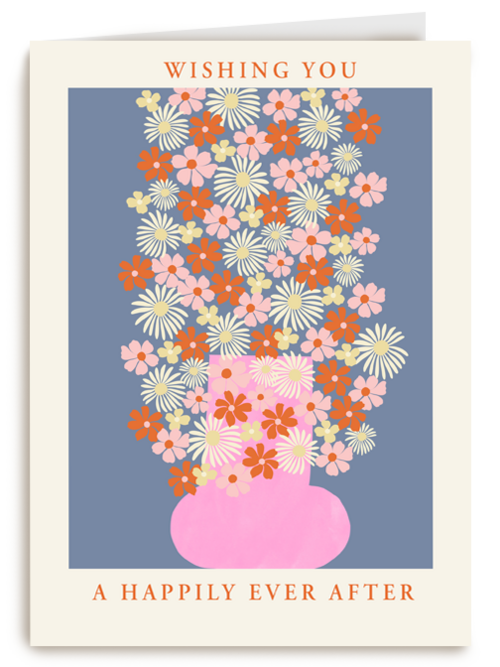 Getrouwd kaart met bloemen