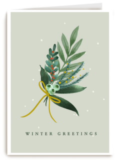 Kerstkaart klassiek tak met winter greetings