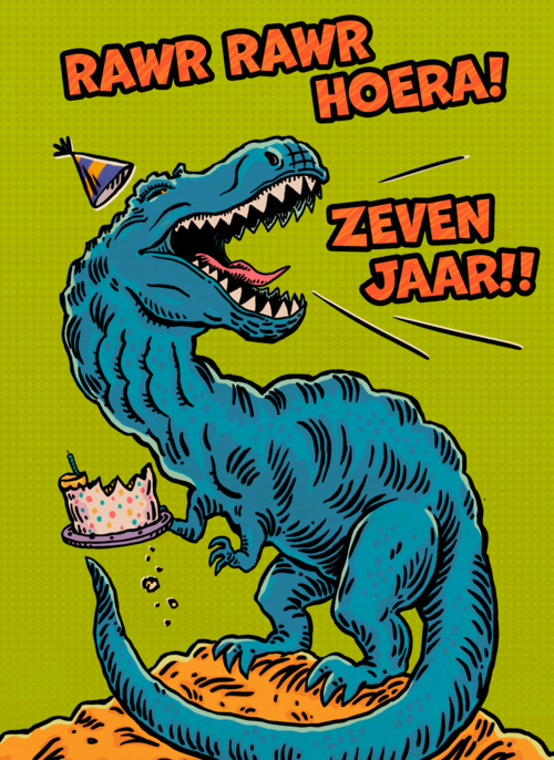 Rawr Hoera 7 Jaar Dino