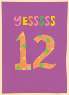 Verjaardagskaart yessss 12 tiener meisje