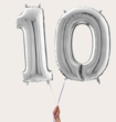 Cijferballon 10 Jaar Zilver XL
