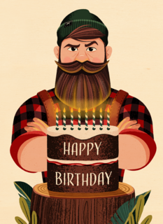 verjaardag kaart folio happy birthday man met baard