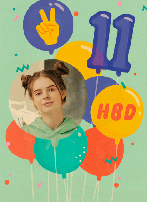 HBD 11 jaar fotokaart