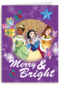 Kerstkaart Disney prinsessen Merry and bright