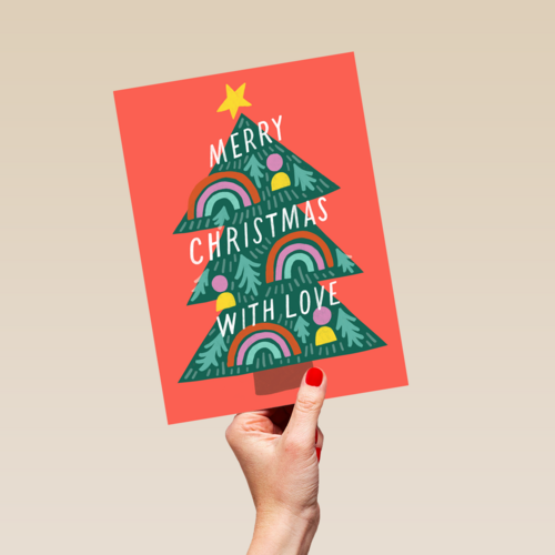Kerstkaart hip Merry Christmas with love
