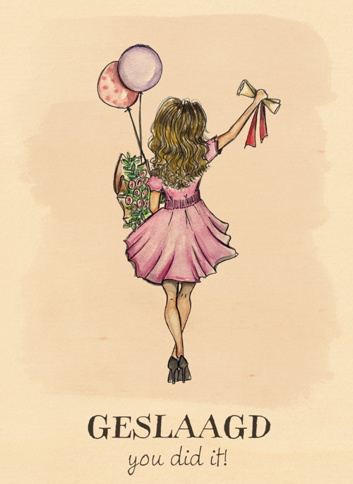 Houten Kaart Diploma | Houten Kaart Hallmark | Diploma | Geslaagd You Did It Vrouw