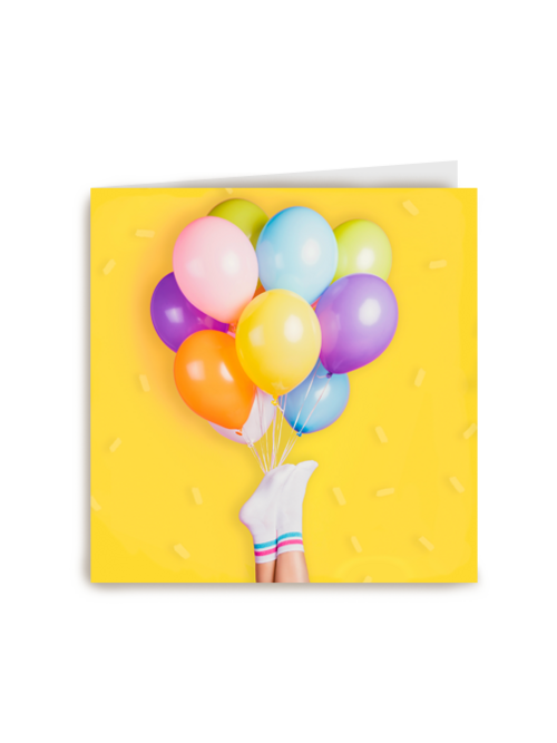 Verjaardagskaart ballonnen met sokken